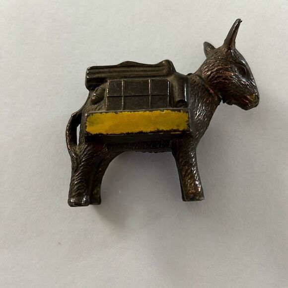 Little Brass Vintage  Burro with Pack - Picture 2 of 4